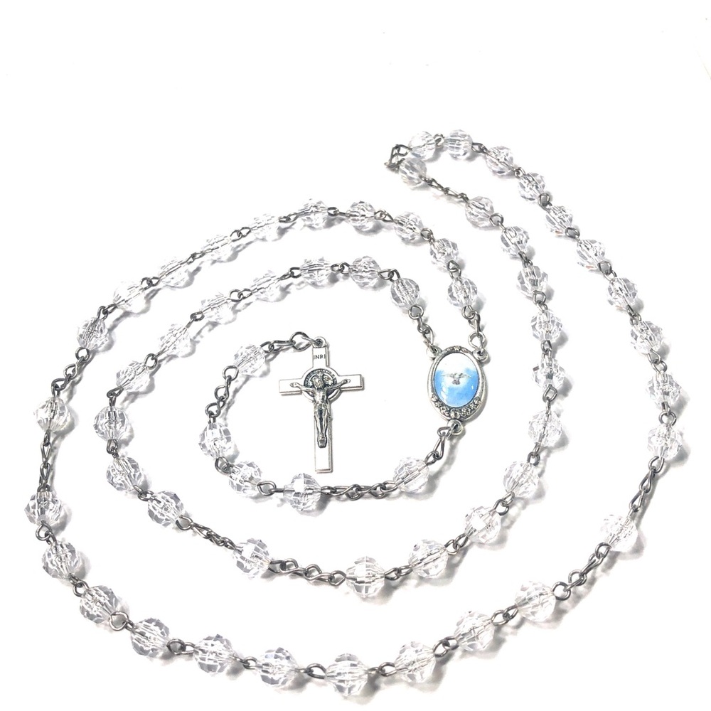 Handmade New Transparent Rosary First Communion Confirmation RCIA Catholic Gift